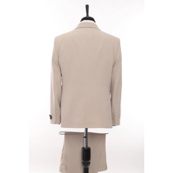 Derman Light Cream Patterned Fabric Luxury Suit 3 Pieces - Picture 5 of 6